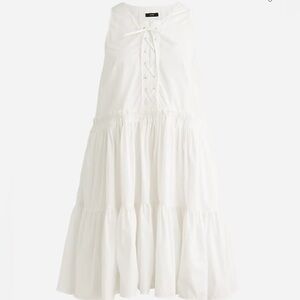 J Crew Tiered Lace Up Mini Dress in Cotton Poplin SZ XL